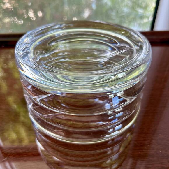 Vintage Heavy Clear Ribbed Glass Wine Bottle Holder, Wine Coaster - Picture 6 of 8